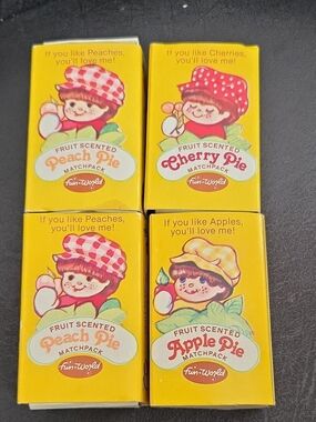 Vintage 1980s Fun World Fruit Scented Matchpack Doll Lot Apple Peach Cherry Pie